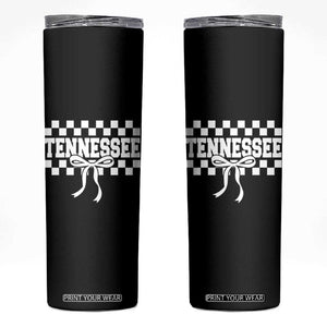 Tennessee Fan Skinny Tumbler TN State Sport Coquette Bow Checkered Design Game Day TS11 Black Print Your Wear