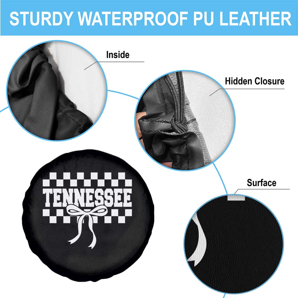 Tennessee Fan Spare Tire Cover TN State Sport Coquette Bow Checkered Design Game Day TS11 Print Your Wear