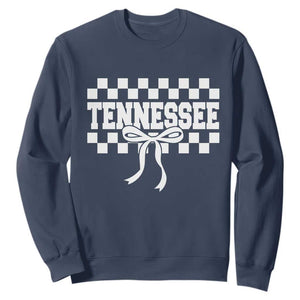 Tennessee Fan Sweatshirt TN State Sport Coquette Bow Checkered Design Game Day TS11 Navy Print Your Wear
