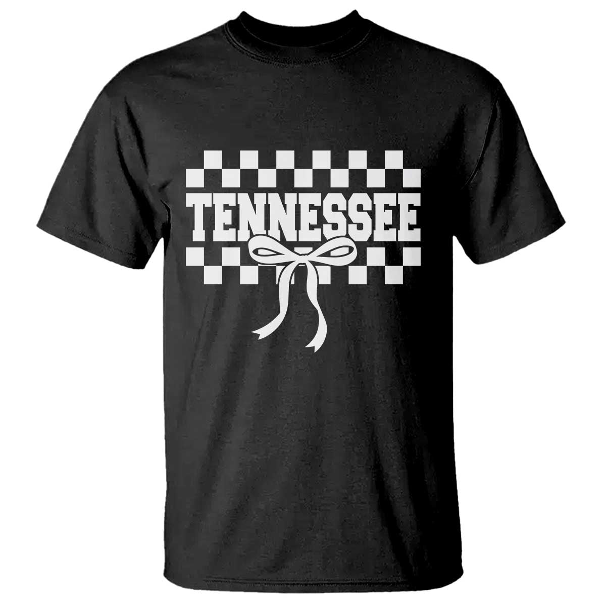 Tennessee Fan T Shirt TN State Sport Coquette Bow Checkered Design Game Day TS11 Black Print Your Wear