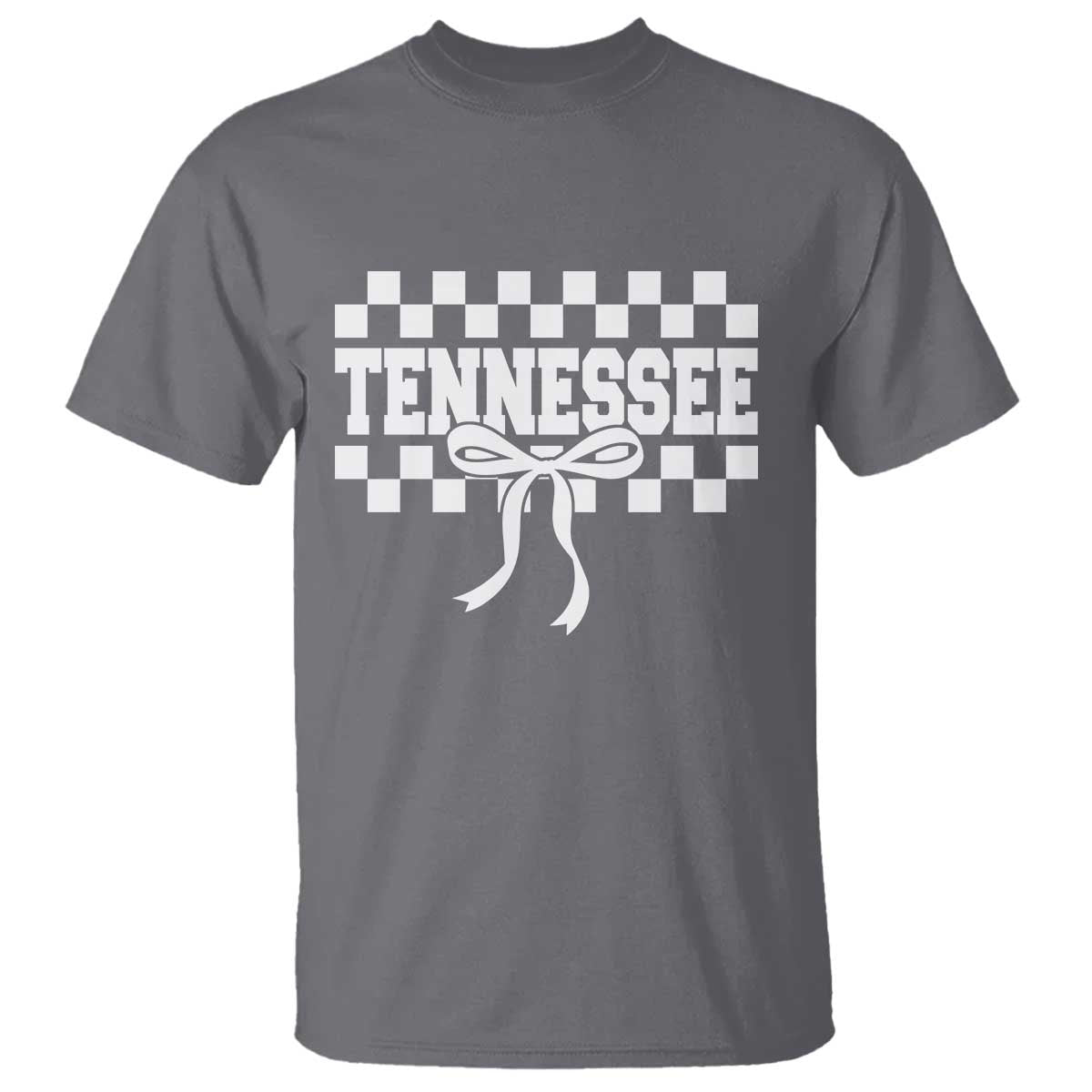 Tennessee Fan T Shirt TN State Sport Coquette Bow Checkered Design Game Day TS11 Charcoal Print Your Wear