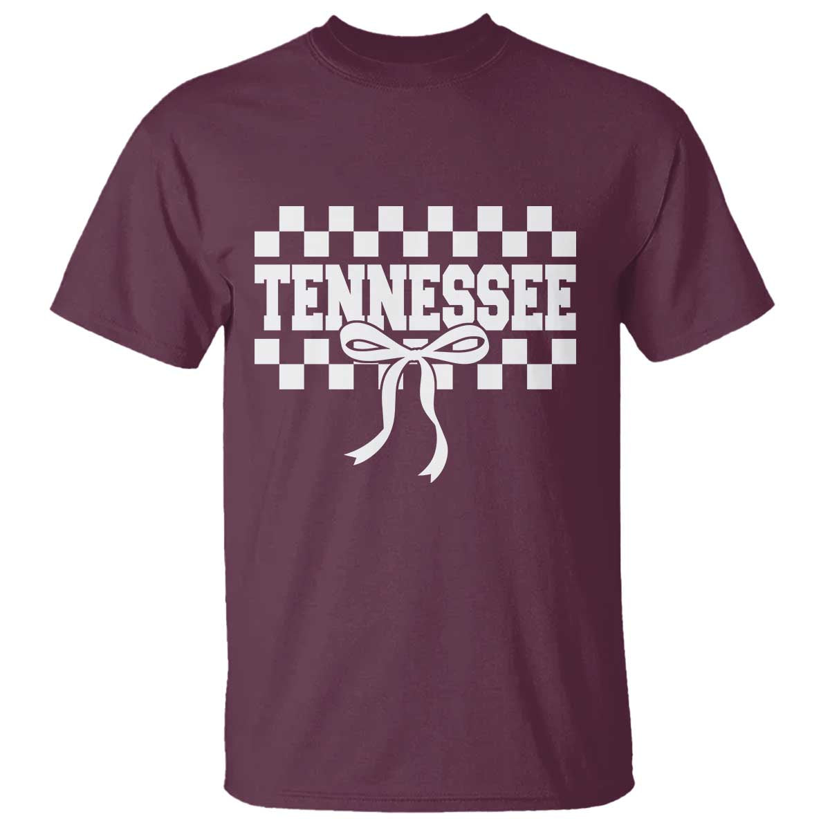 Tennessee Fan T Shirt TN State Sport Coquette Bow Checkered Design Game Day TS11 Maroon Print Your Wear