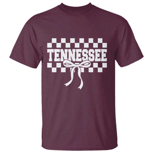 Tennessee Fan T Shirt TN State Sport Coquette Bow Checkered Design Game Day TS11 Maroon Print Your Wear