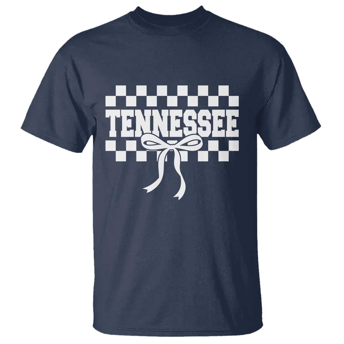 Tennessee Fan T Shirt TN State Sport Coquette Bow Checkered Design Game Day TS11 Navy Print Your Wear