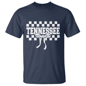 Tennessee Fan T Shirt TN State Sport Coquette Bow Checkered Design Game Day TS11 Navy Print Your Wear