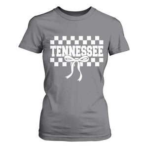 Tennessee Fan T Shirt For Women TN State Sport Coquette Bow Checkered Design Game Day TS11 Charcoal Print Your Wear