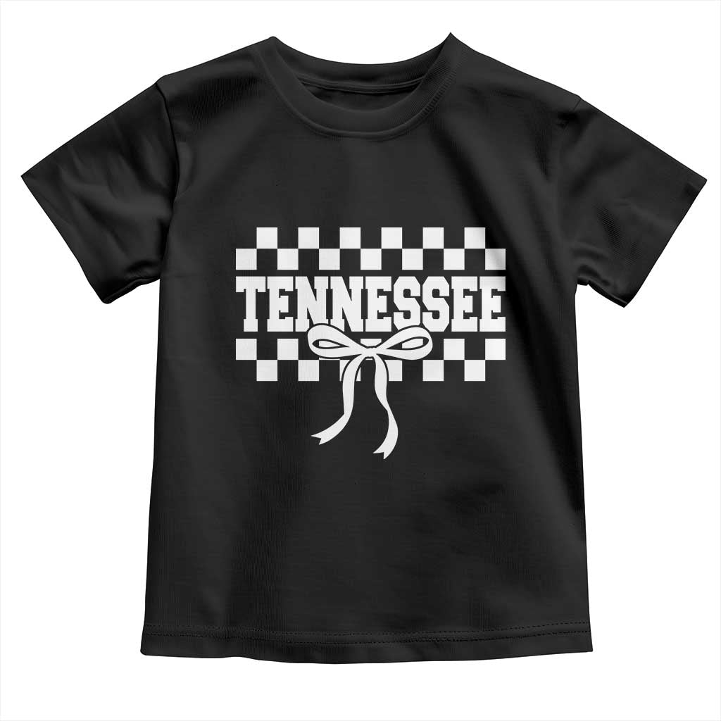 Tennessee Fan Toddler T Shirt TN State Sport Coquette Bow Checkered Design Game Day TS11 Black Print Your Wear