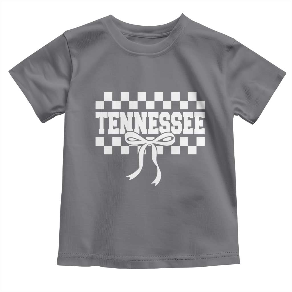 Tennessee Fan Toddler T Shirt TN State Sport Coquette Bow Checkered Design Game Day TS11 Charcoal Print Your Wear