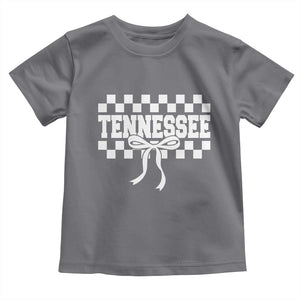 Tennessee Fan Toddler T Shirt TN State Sport Coquette Bow Checkered Design Game Day TS11 Charcoal Print Your Wear