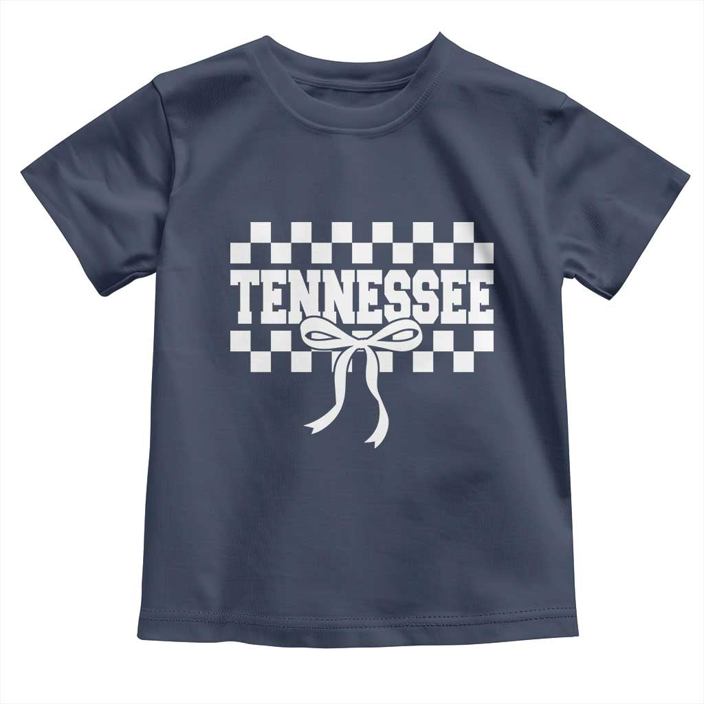 Tennessee Fan Toddler T Shirt TN State Sport Coquette Bow Checkered Design Game Day TS11 Navy Print Your Wear