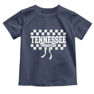 Tennessee Fan Toddler T Shirt TN State Sport Coquette Bow Checkered Design Game Day TS11 Navy Print Your Wear