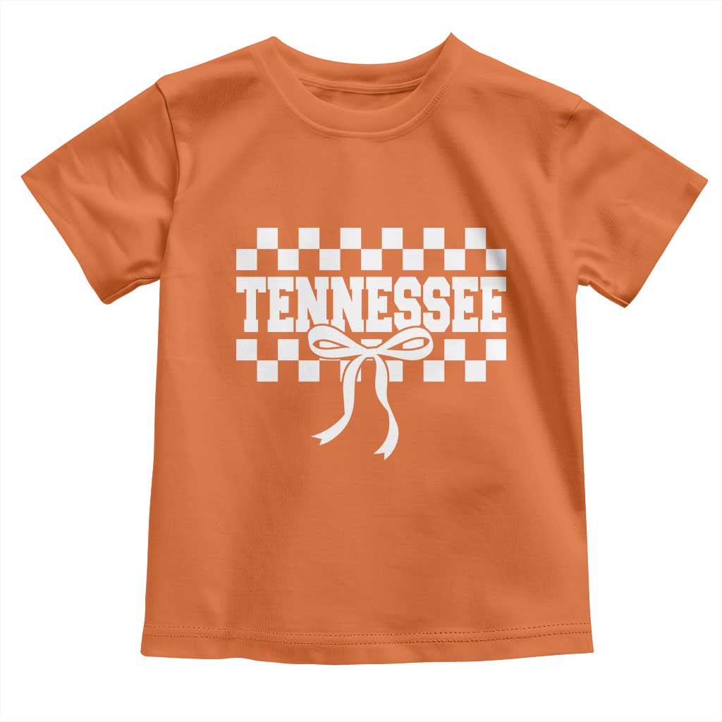 Tennessee Fan Toddler T Shirt TN State Sport Coquette Bow Checkered Design Game Day TS11 Orange Print Your Wear