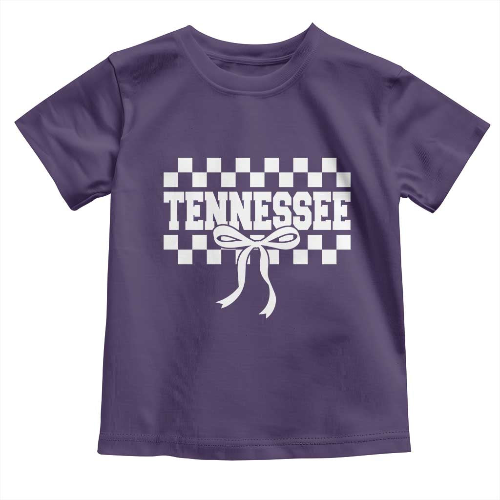 Tennessee Fan Toddler T Shirt TN State Sport Coquette Bow Checkered Design Game Day TS11 Purple Print Your Wear