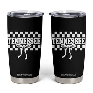 Tennessee Fan Tumbler Cup TN State Sport Coquette Bow Checkered Design Game Day TS11 Black Print Your Wear