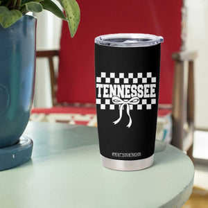Tennessee Fan Tumbler Cup TN State Sport Coquette Bow Checkered Design Game Day TS11 Print Your Wear