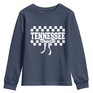 Tennessee Fan Youth Sweatshirt TN State Sport Coquette Bow Checkered Design Game Day TS11 Navy Print Your Wear