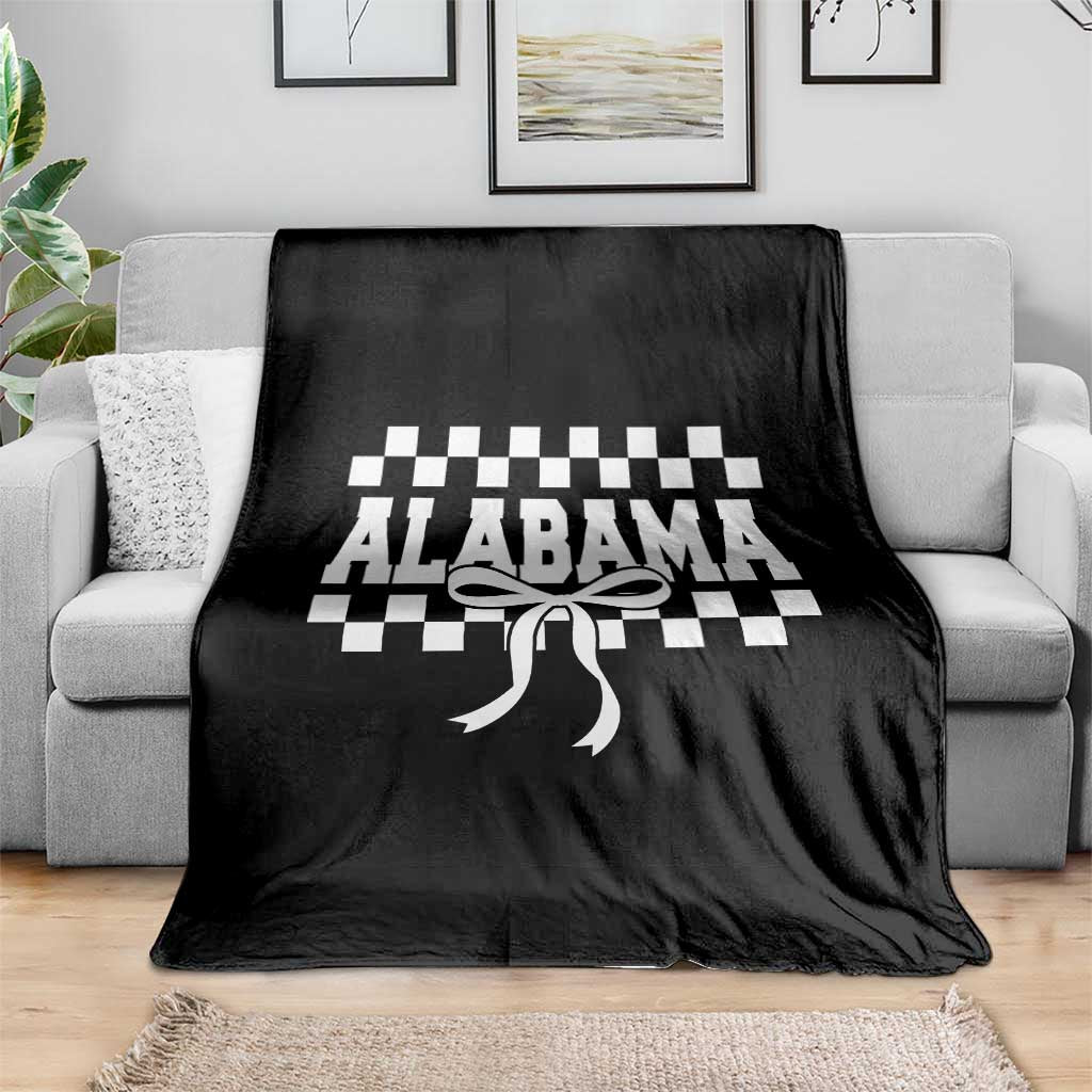 Alabama Fan Throw Blanket AL State Sport Coquette Bow Checkered Design Game Day TS11 Print Your Wear
