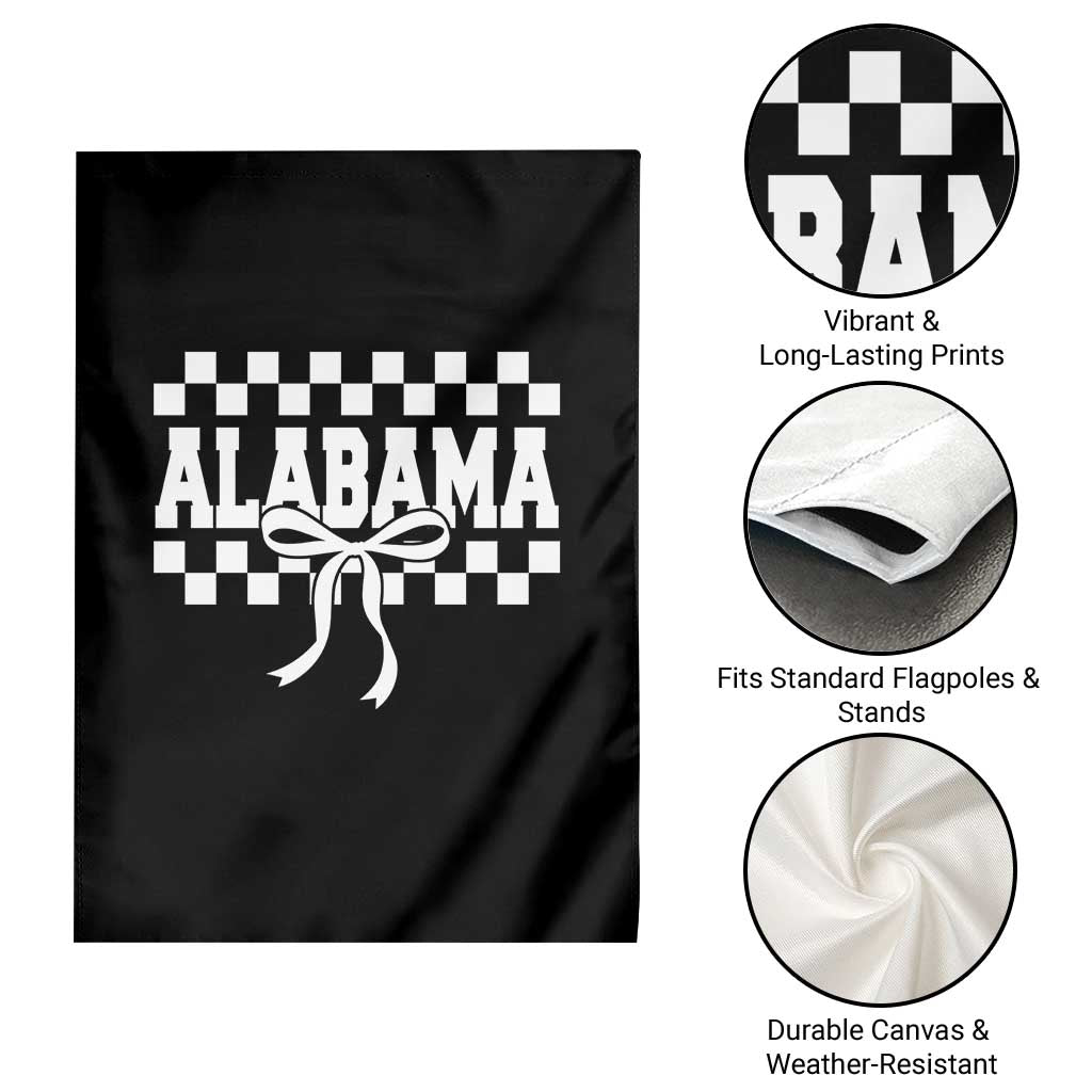 Alabama Fan Garden Flag AL State Sport Coquette Bow Checkered Design Game Day TS11 Print Your Wear