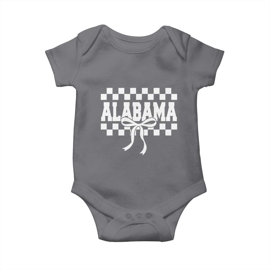 Alabama Fan Baby Onesie AL State Sport Coquette Bow Checkered Design Game Day TS11 Charcoal Print Your Wear