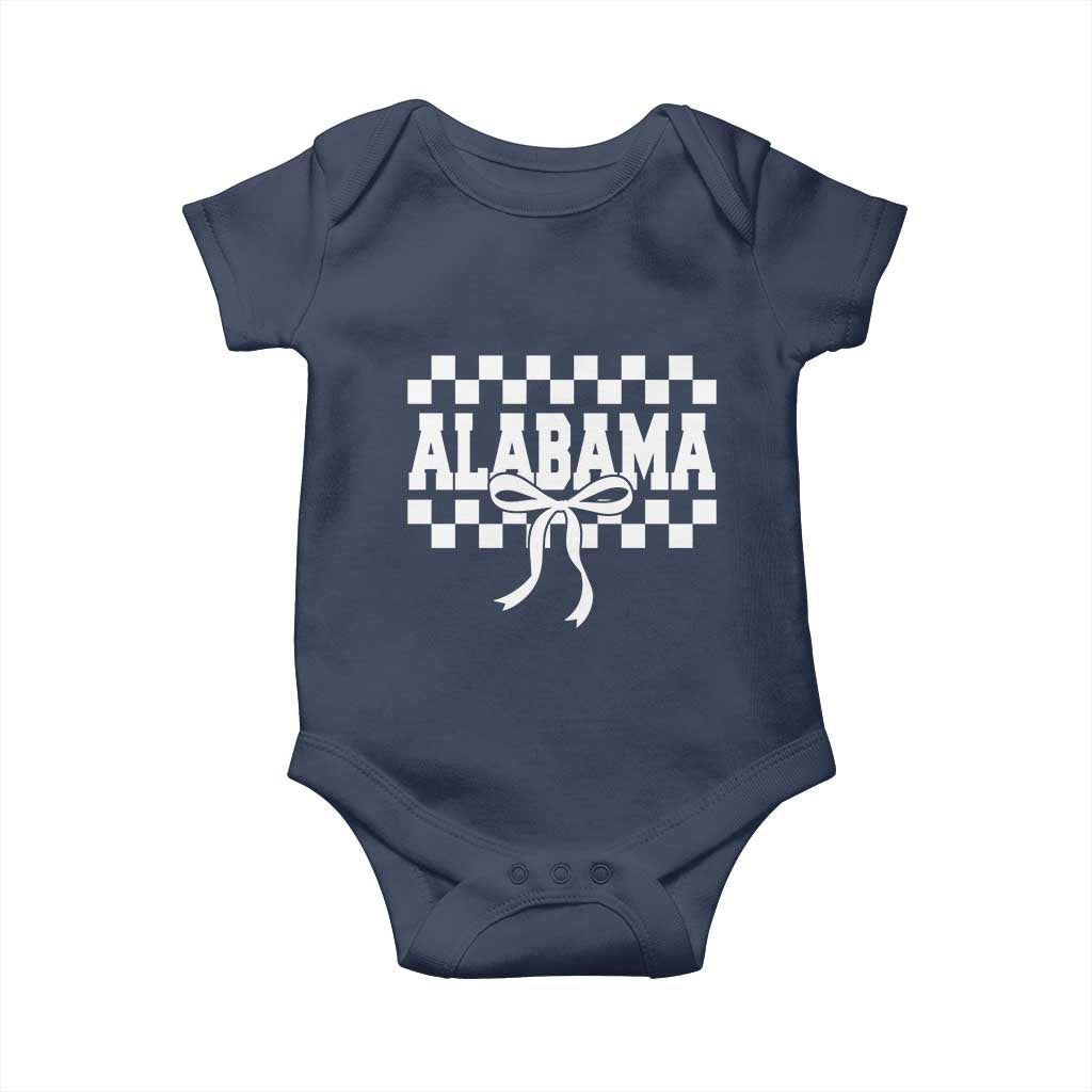 Alabama Fan Baby Onesie AL State Sport Coquette Bow Checkered Design Game Day TS11 Navy Print Your Wear