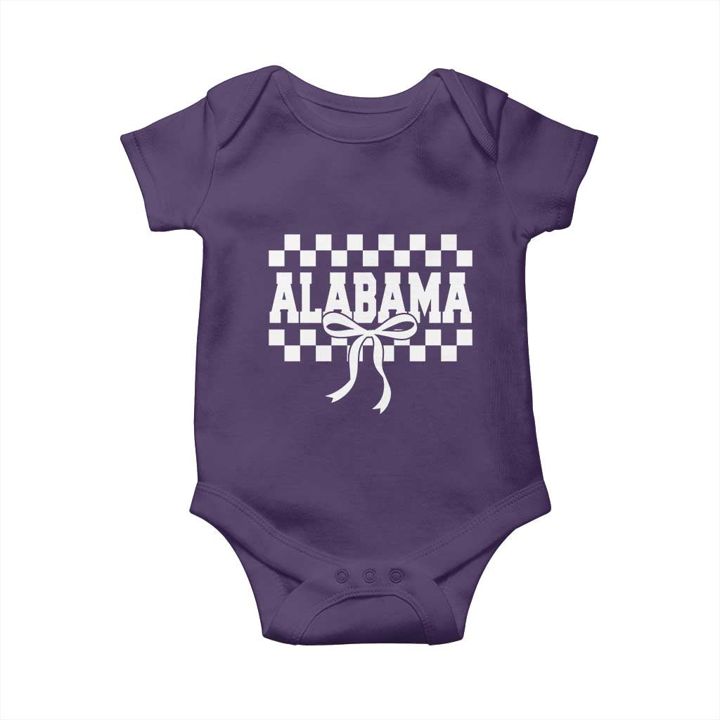 Alabama Fan Baby Onesie AL State Sport Coquette Bow Checkered Design Game Day TS11 Purple Print Your Wear