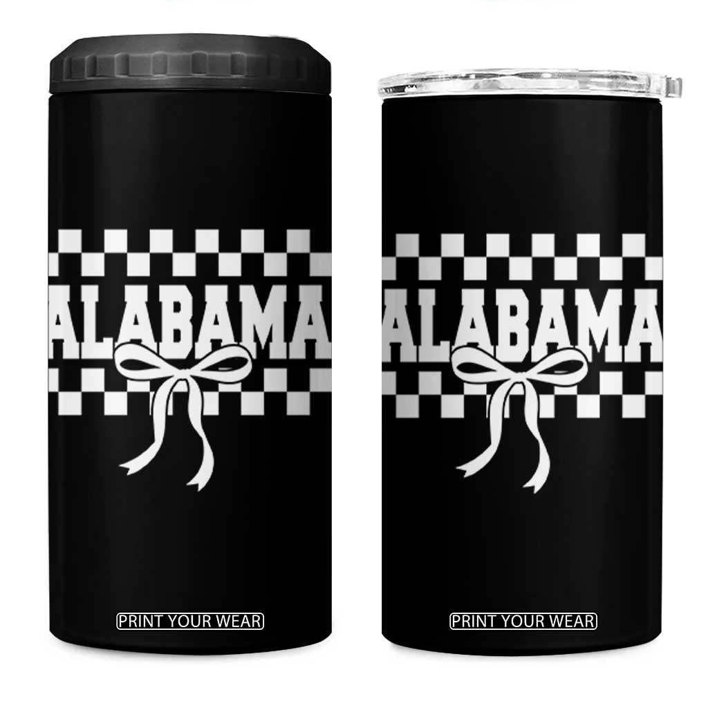 Alabama Fan 4 in 1 Can Cooler Tumbler AL State Sport Coquette Bow Checkered Design Game Day TS11 One Size: 16 oz Black Print Your Wear