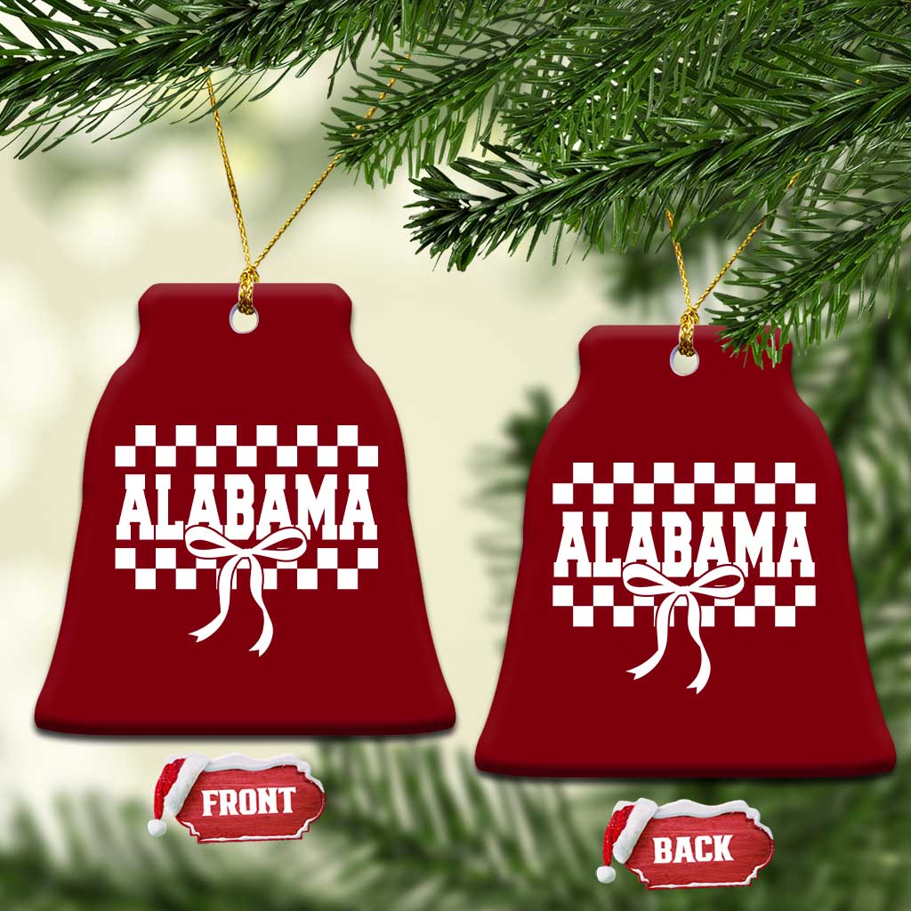 Alabama Fan Ceramic Ornament AL State Sport Coquette Bow Checkered Design Game Day TS11 Print Your Wear