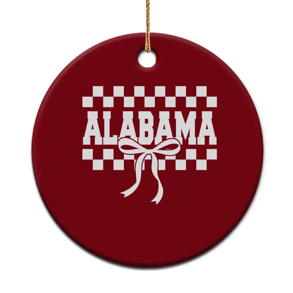 Alabama Fan Ceramic Ornament AL State Sport Coquette Bow Checkered Design Game Day TS11 1pc Red Print Your Wear