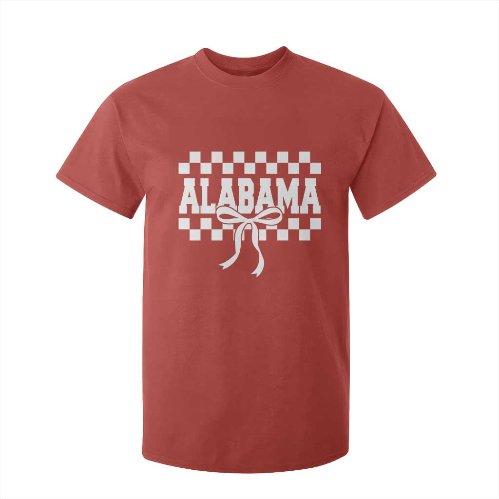 Alabama Fan T Shirt For Kid AL State Sport Coquette Bow Checkered Design Game Day TS11 Red Print Your Wear
