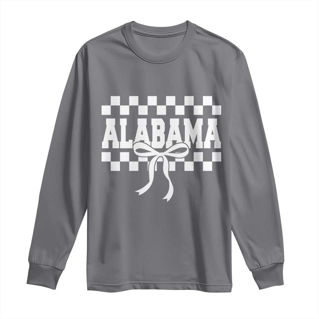 Alabama Fan Long Sleeve Shirt AL State Sport Coquette Bow Checkered Design Game Day TS11 Charcoal Print Your Wear