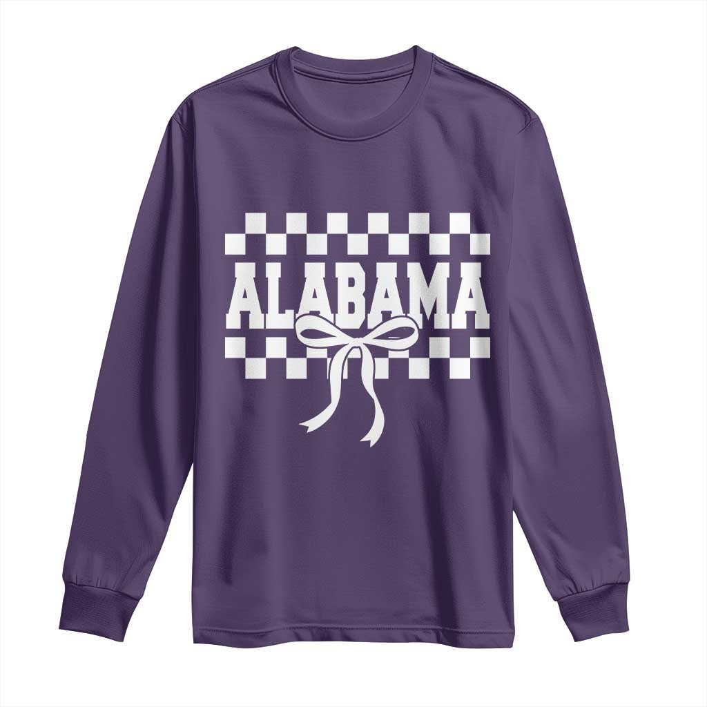 Alabama Fan Long Sleeve Shirt AL State Sport Coquette Bow Checkered Design Game Day TS11 Purple Print Your Wear
