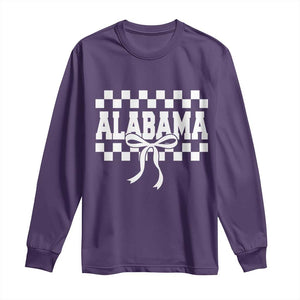 Alabama Fan Long Sleeve Shirt AL State Sport Coquette Bow Checkered Design Game Day TS11 Purple Print Your Wear