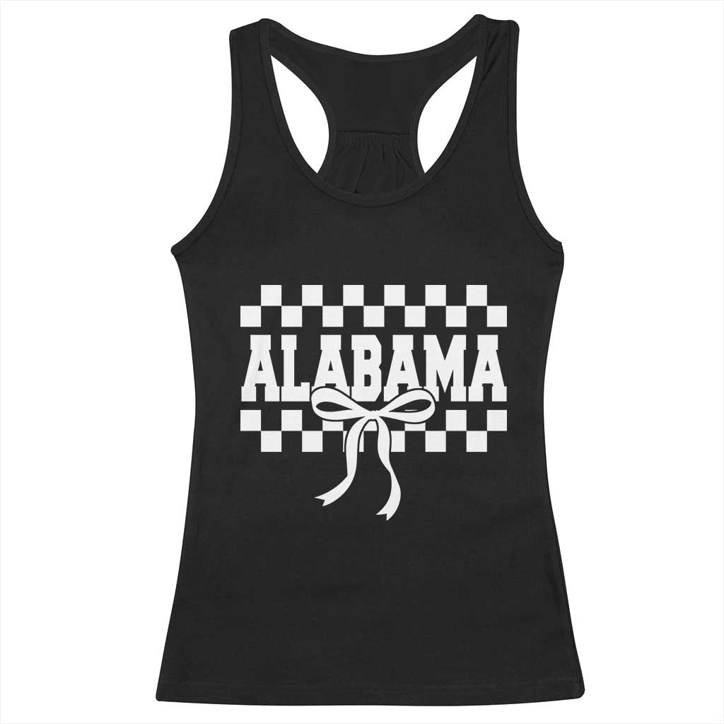 Alabama Fan Racerback Tank Top AL State Sport Coquette Bow Checkered Design Game Day TS11 Black Print Your Wear