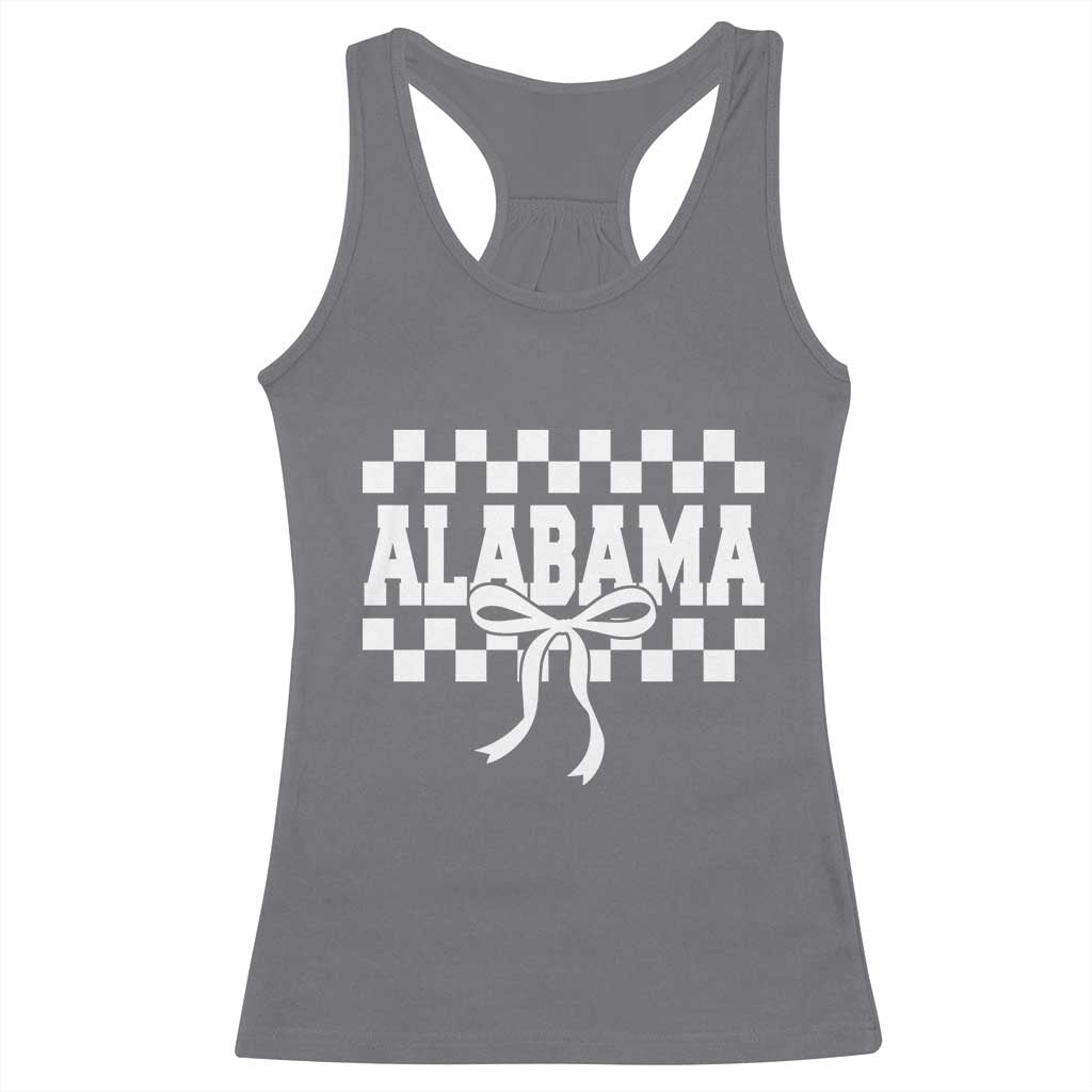 Alabama Fan Racerback Tank Top AL State Sport Coquette Bow Checkered Design Game Day TS11 Charcoal Print Your Wear