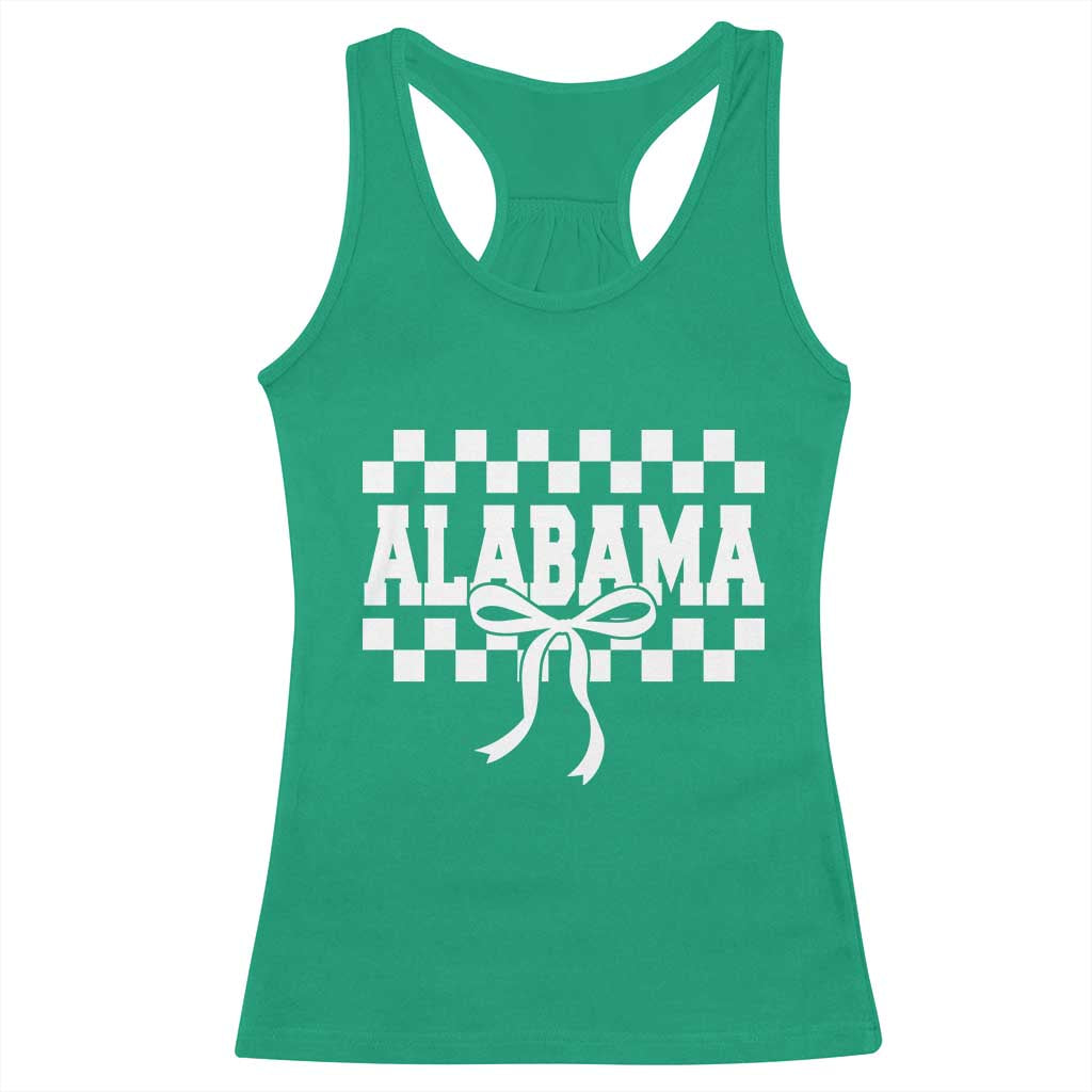 Alabama Fan Racerback Tank Top AL State Sport Coquette Bow Checkered Design Game Day TS11 Irish Green Print Your Wear