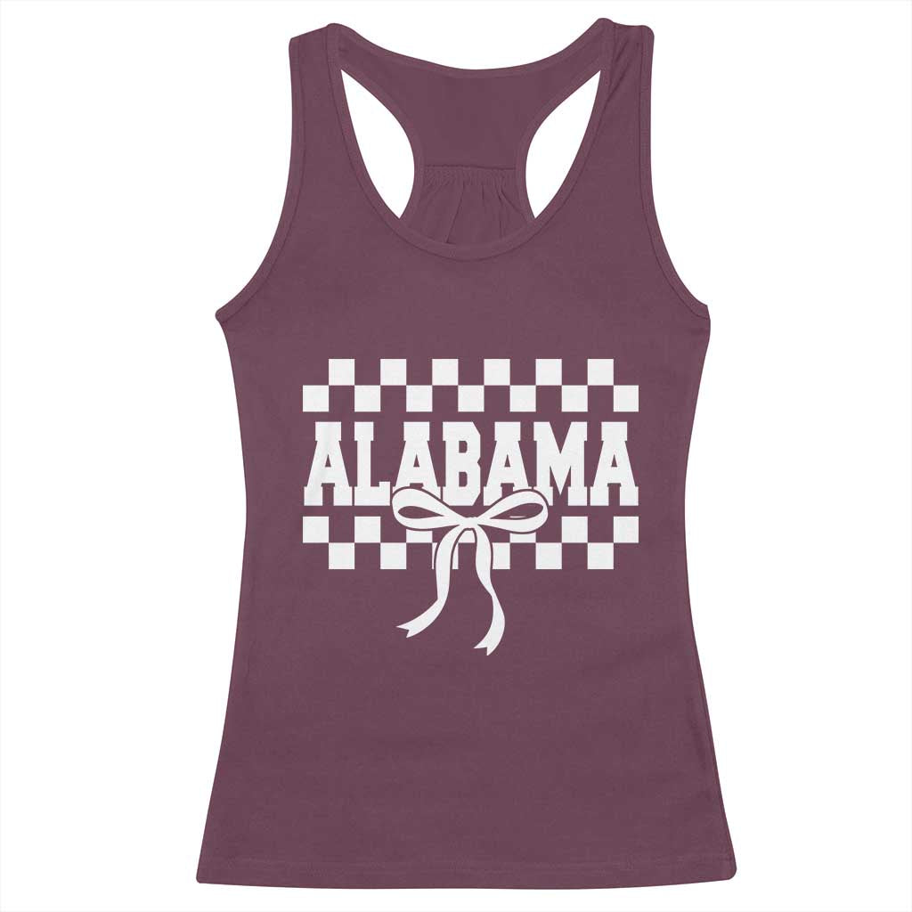 Alabama Fan Racerback Tank Top AL State Sport Coquette Bow Checkered Design Game Day TS11 Maroon Print Your Wear
