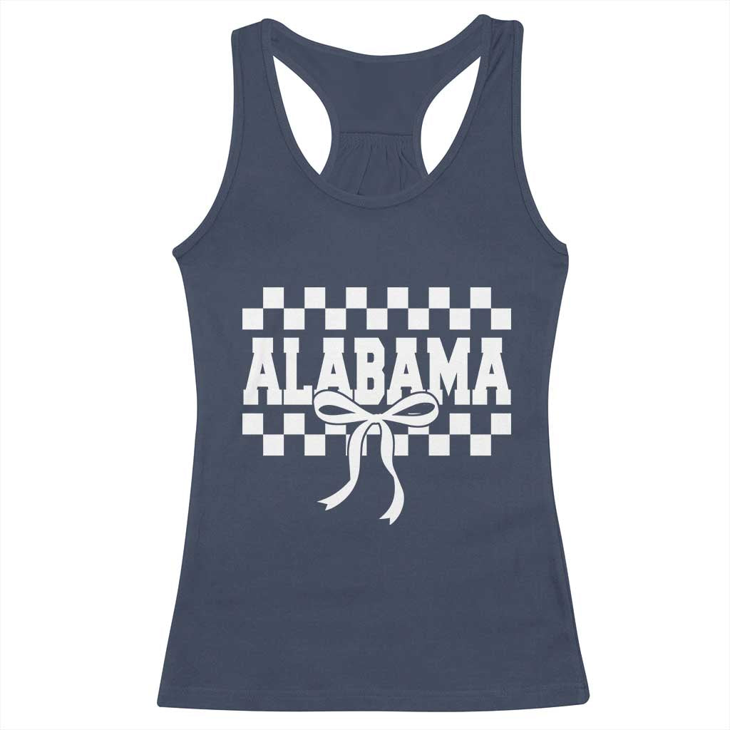 Alabama Fan Racerback Tank Top AL State Sport Coquette Bow Checkered Design Game Day TS11 Navy Print Your Wear