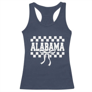Alabama Fan Racerback Tank Top AL State Sport Coquette Bow Checkered Design Game Day TS11 Navy Print Your Wear