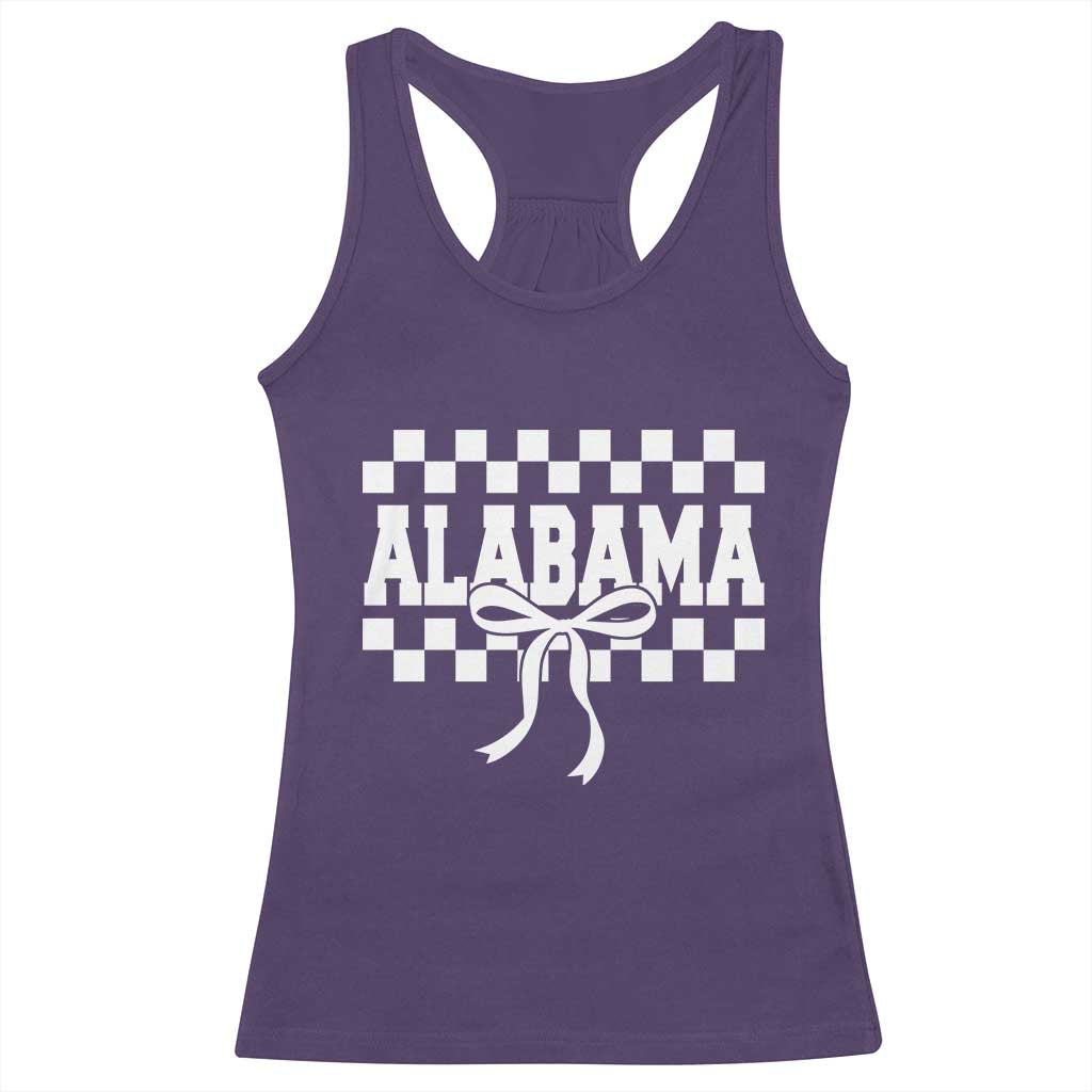 Alabama Fan Racerback Tank Top AL State Sport Coquette Bow Checkered Design Game Day TS11 Purple Print Your Wear
