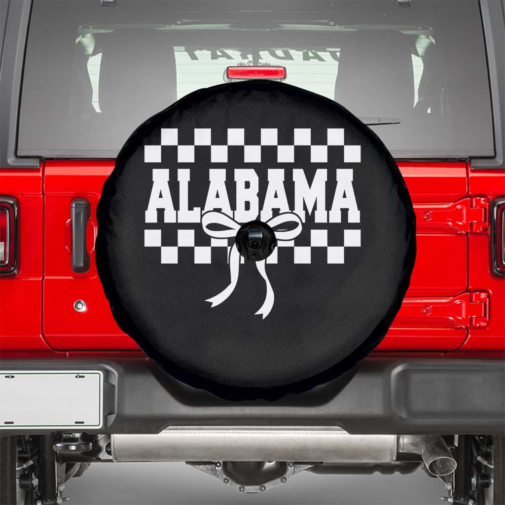 Alabama Fan Spare Tire Cover AL State Sport Coquette Bow Checkered Design Game Day TS11 Black Print Your Wear