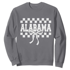 Alabama Fan Sweatshirt AL State Sport Coquette Bow Checkered Design Game Day TS11 Charcoal Print Your Wear