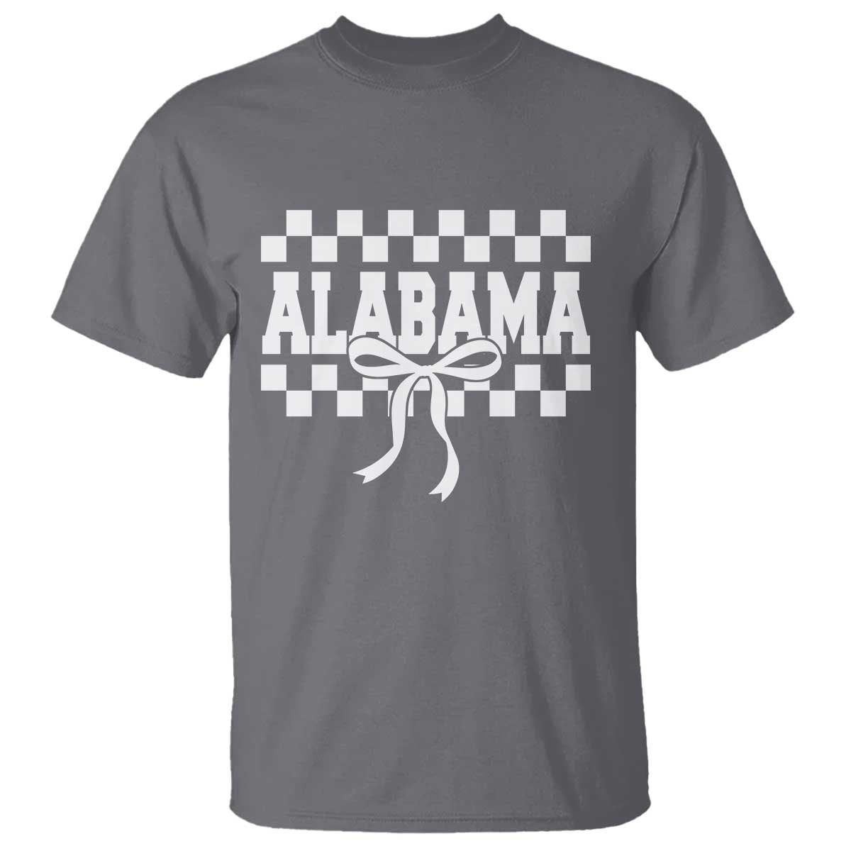 Alabama Fan T Shirt AL State Sport Coquette Bow Checkered Design Game Day TS11 Charcoal Print Your Wear