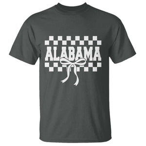 Alabama Fan T Shirt AL State Sport Coquette Bow Checkered Design Game Day TS11 Dark Heather Print Your Wear