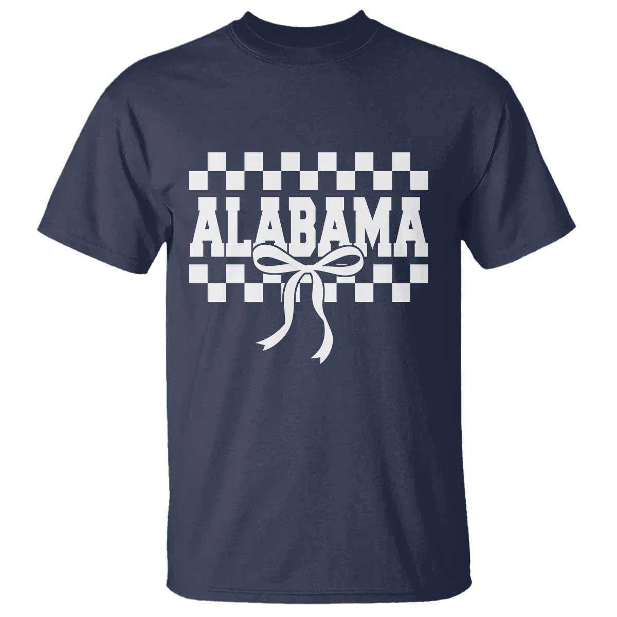 Alabama Fan T Shirt AL State Sport Coquette Bow Checkered Design Game Day TS11 Navy Print Your Wear