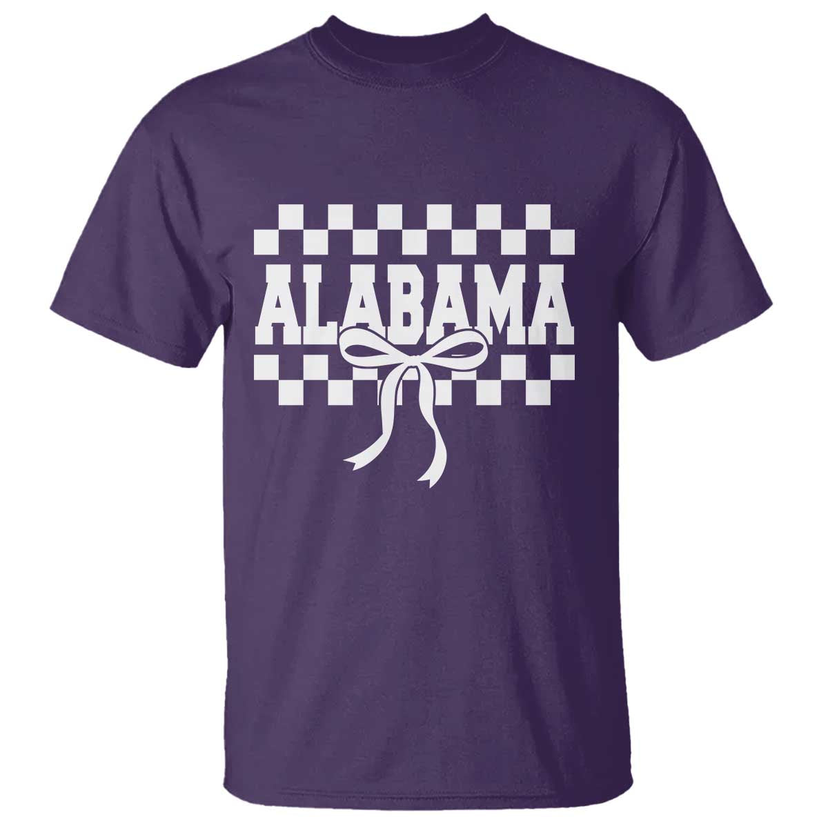 Alabama Fan T Shirt AL State Sport Coquette Bow Checkered Design Game Day TS11 Purple Print Your Wear
