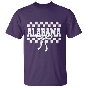 Alabama Fan T Shirt AL State Sport Coquette Bow Checkered Design Game Day TS11 Purple Print Your Wear