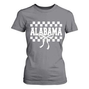 Alabama Fan T Shirt For Women AL State Sport Coquette Bow Checkered Design Game Day TS11 Charcoal Print Your Wear