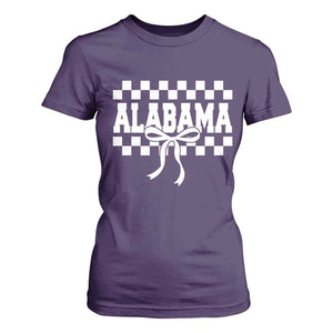 Alabama Fan T Shirt For Women AL State Sport Coquette Bow Checkered Design Game Day TS11 Purple Print Your Wear