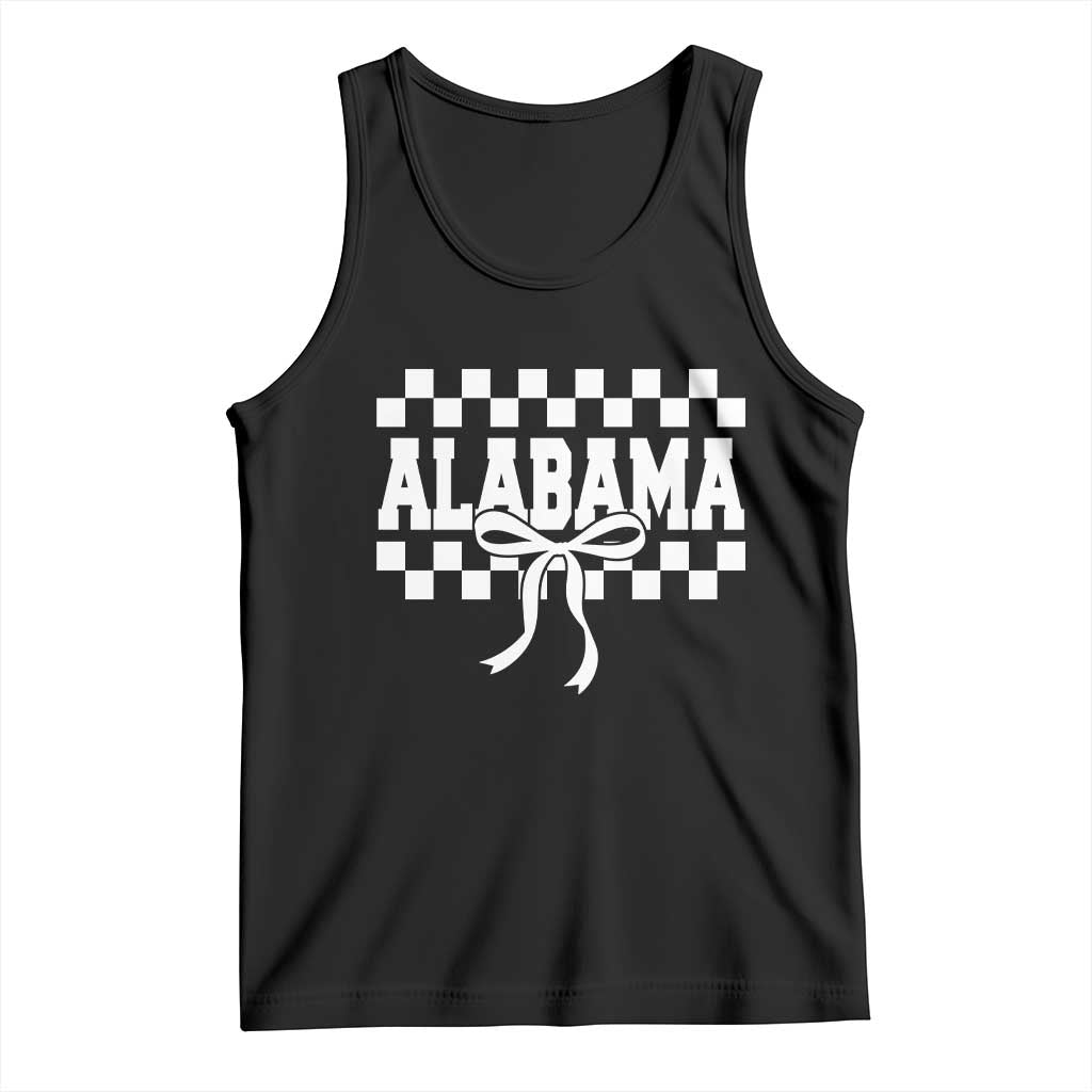Alabama Fan Tank Top AL State Sport Coquette Bow Checkered Design Game Day TS11 Black Print Your Wear