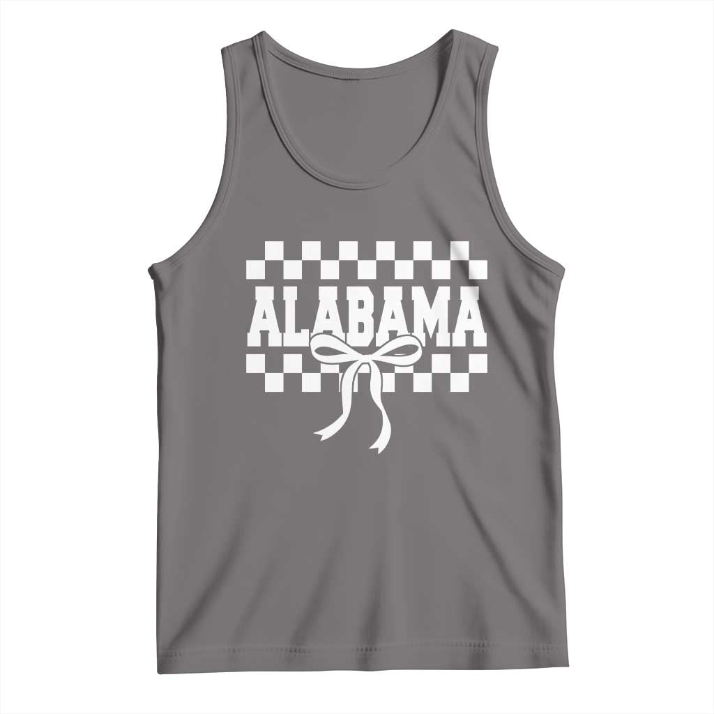 Alabama Fan Tank Top AL State Sport Coquette Bow Checkered Design Game Day TS11 Deep Heather Print Your Wear
